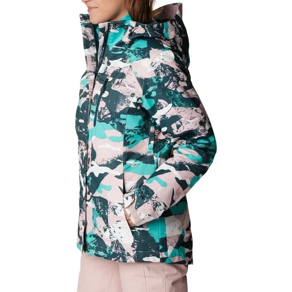 Women's columbia Teal & Pink Printed Insulated Winter Jacket size XL - Picture 3 of 10